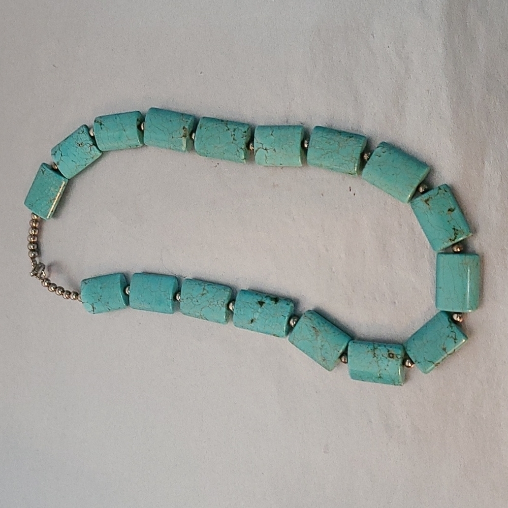 Turquoise Rectangular Bead Necklace - Picture 5 of 7
